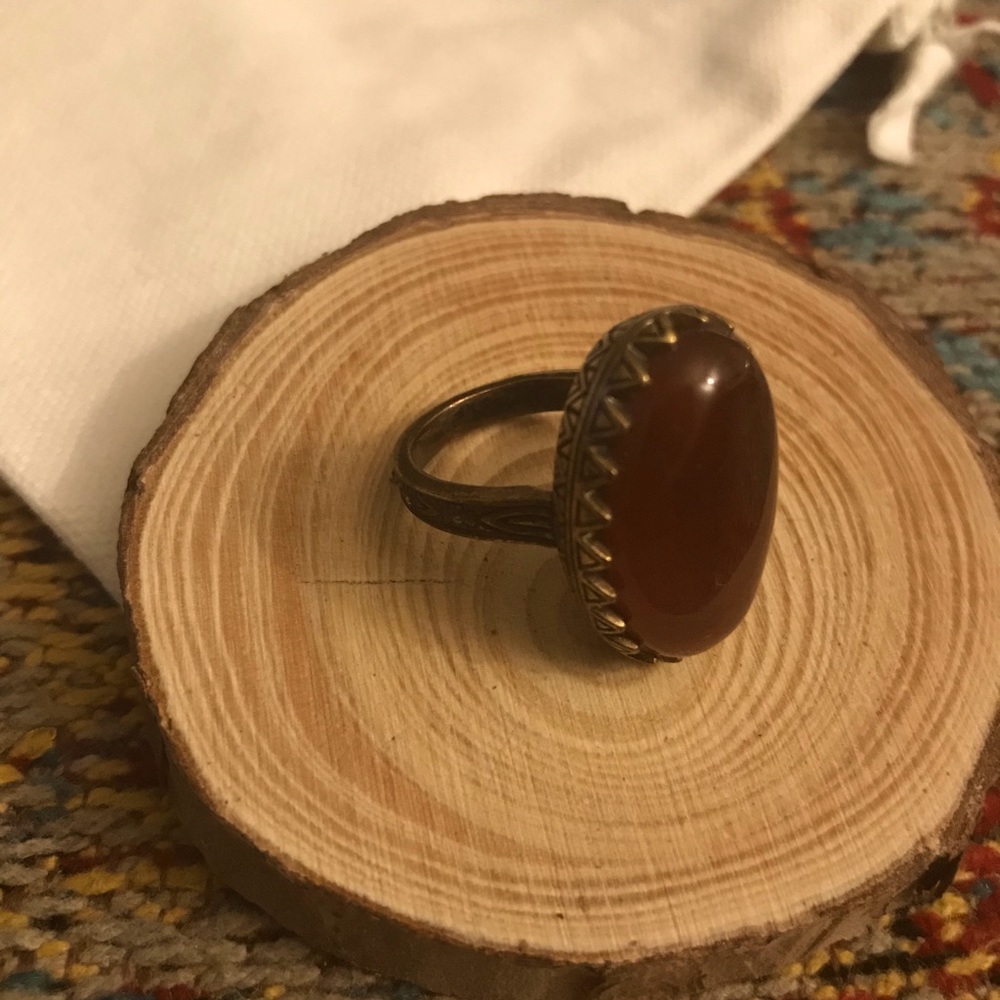 Brown dark amber vintage style ring